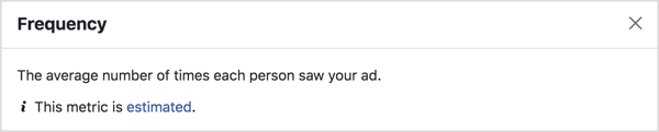 Métrica de frecuencia de anuncios de Facebook.