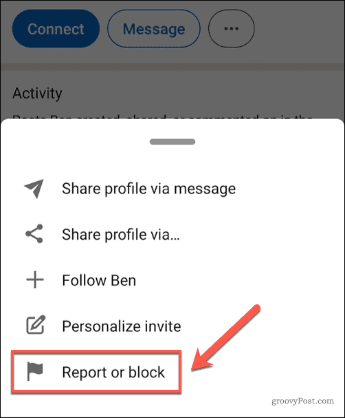 Informar o bloquear a un usuario en LinkedIn