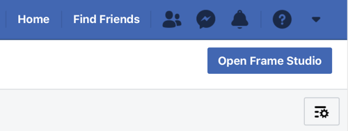 Cómo promocionar su evento en vivo en Facebook, paso 1, opción Open Frame Studio en Facebook