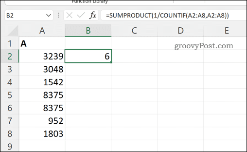 Cálculo del número total de valores únicos en un rango de celdas en Excel