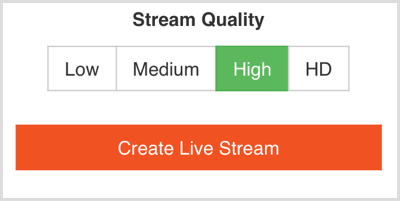 Elija la calidad de la transmisión en vivo en Switcher Go.