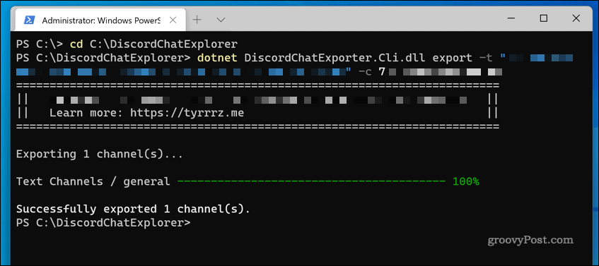 DiscordChatExplorer en Windows 11 se usa para descargar un registro de chat del servidor