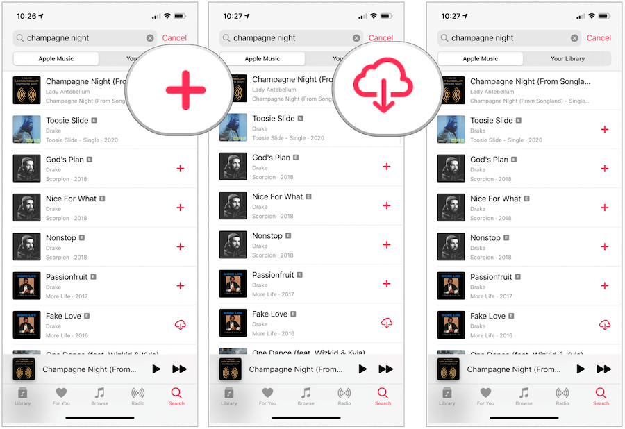 Apple Music descarga canciones al dispositivo