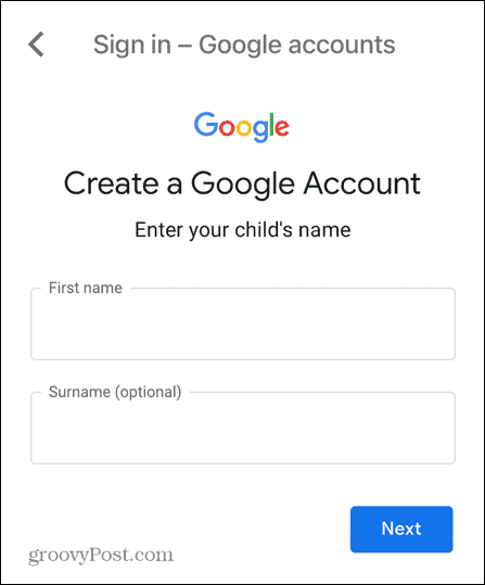 nombre de cuenta infantil de gmail