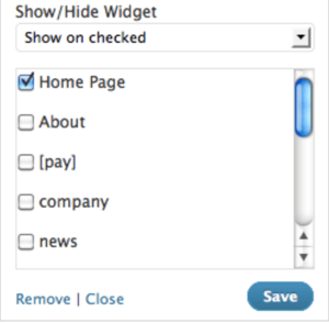Mostrar complemento de widget