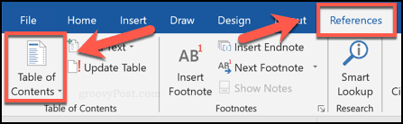 Insertar una tabla de contenido en Word