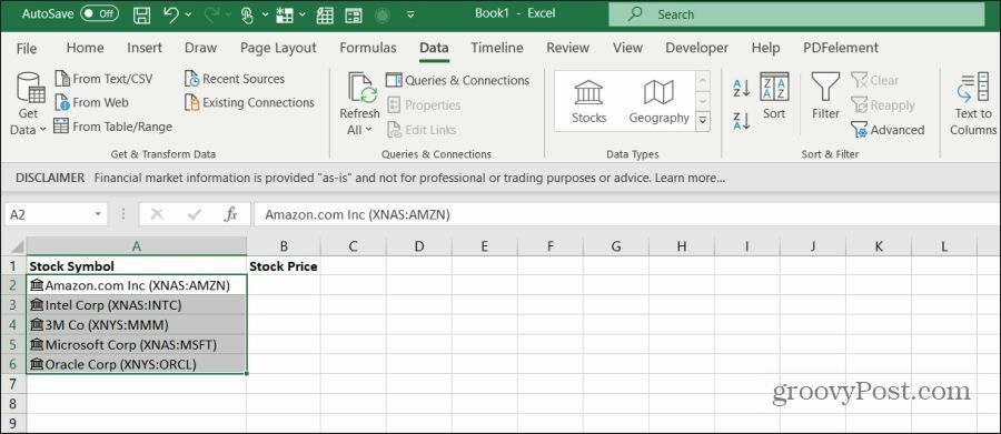 símbolos de cotización en Excel