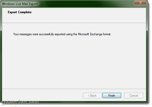 ¡Exportación a Outlook desde Windows Live Mail completa!