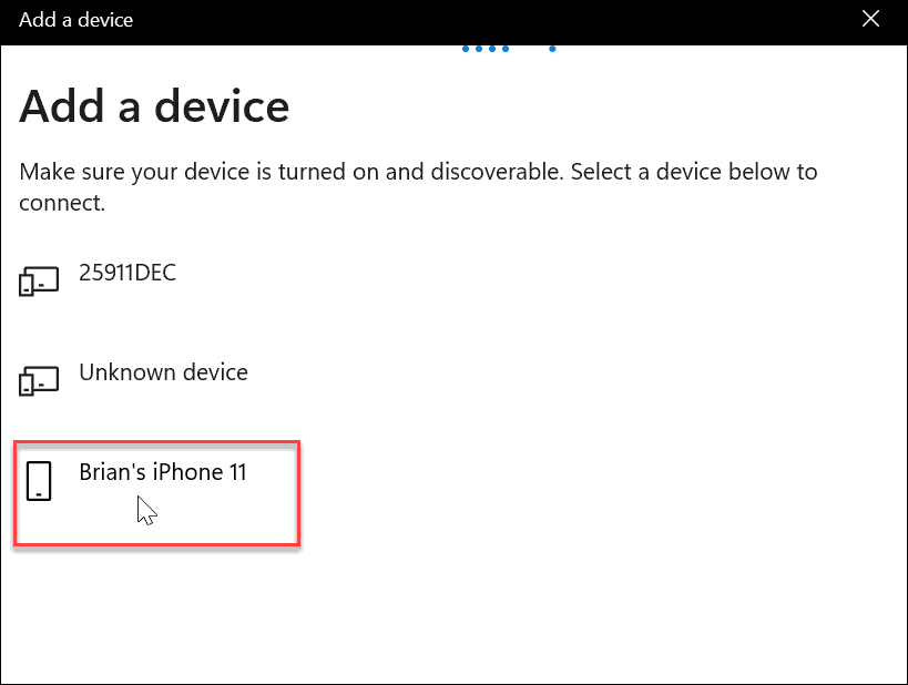 seleccione bluetooth iphone use bloqueo dinámico en windows 11
