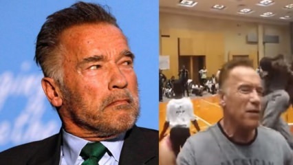¡Un ataque de patada volando al mundialmente famoso Schwarzenegger!