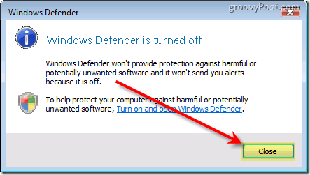 Deshabilitar Windows Defender Vista