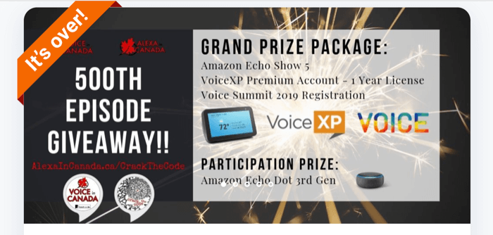 ejemplo de paquete de premios para el sorteo del embudo de marketing por voz
