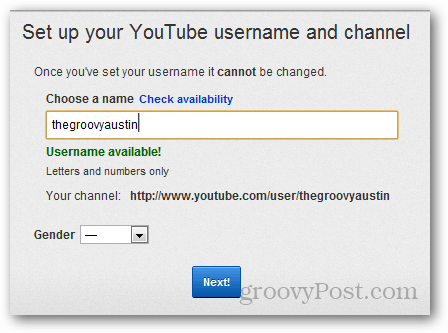 configurar nombre de usuario de youtube