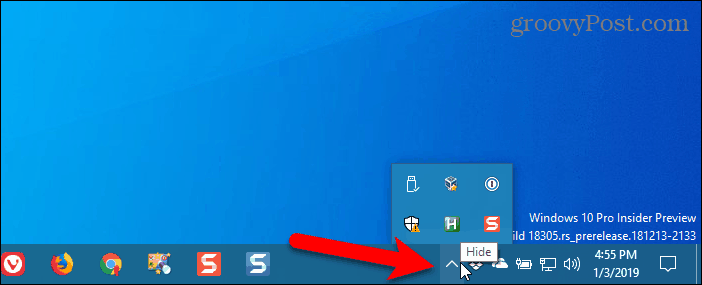 Verifique si hay Chrome en la bandeja del sistema de Windows