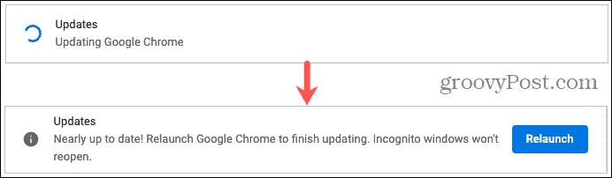 Actualizar y reiniciar Google Chrome