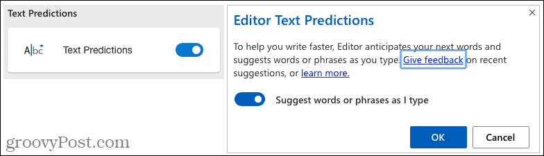 Predicciones de texto de Microsoft Editor