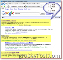 Imagen de los resultados de búsqueda de Google para Windows Live Writer
