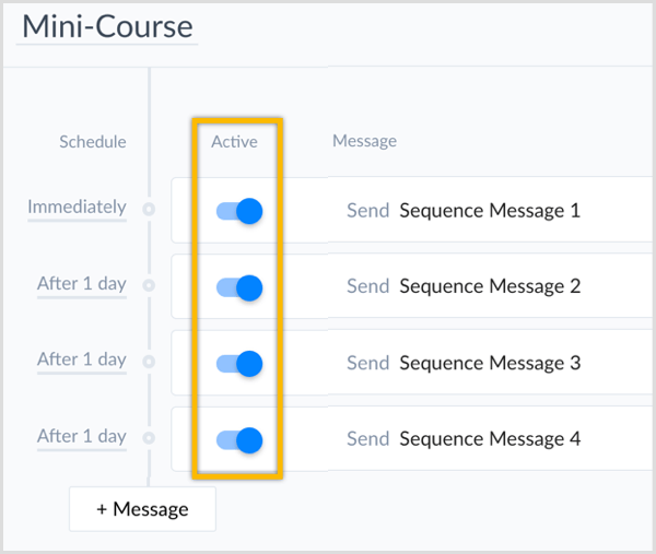 crear secuencia para el bot de Messenger con ManyChat