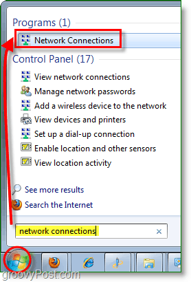 abra el diálogo de conexiones de red en windows 7
