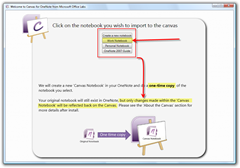 Lienzo para el instalador de OneNote