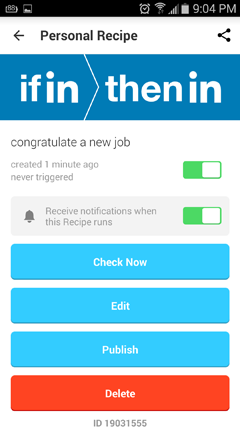 crea una receta en ifttt