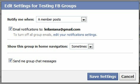 Configuración de grupo de Facebook