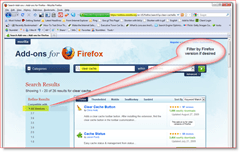 Filtrar resultados de búsqueda de complementos de Firefox