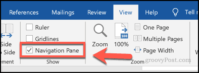 Habilitar el panel de navegación en Word