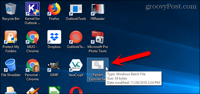 Ejecute un archivo por lotes en el escritorio de Windows 10