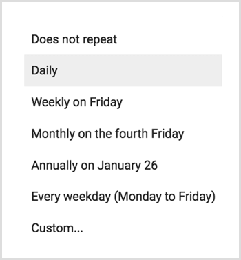 Frecuencia de Google Calendar