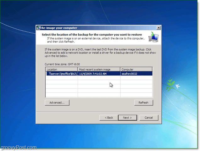 puede usar una imagen del sistema desde la red para restaurar Windows 7