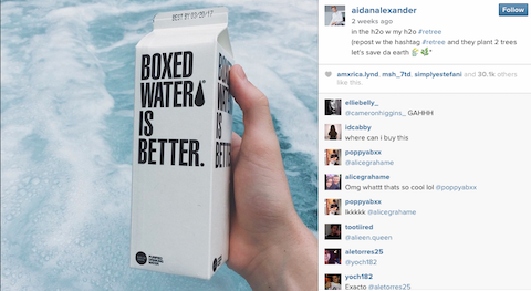 aidanalexander boxedwater publicación de instagram
