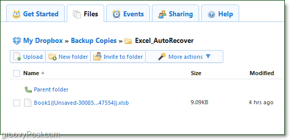 Dropbox archiva sus archivos de Office