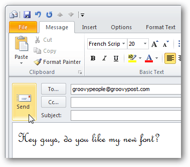Fuentes personalizadas en Outlook 2010