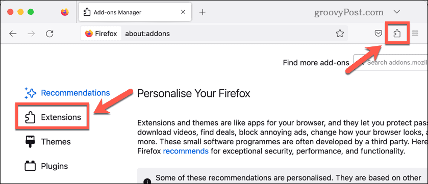Abrir extensiones de Firefox