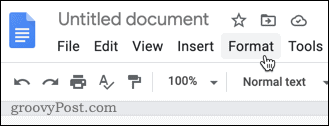 El menú Formato en Google Docs
