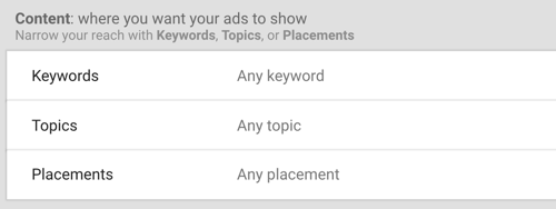 Cómo configurar una campaña de anuncios de YouTube, paso 30, establecer palabras clave, temas y opciones de ubicación