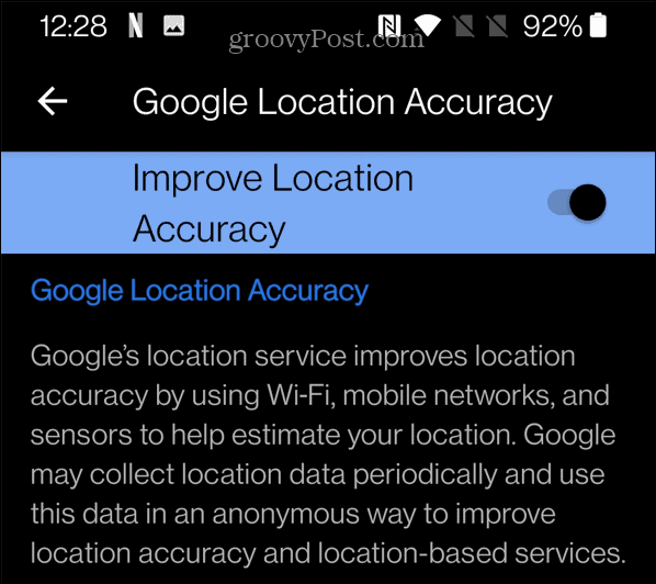 Precisión de ubicación de Google