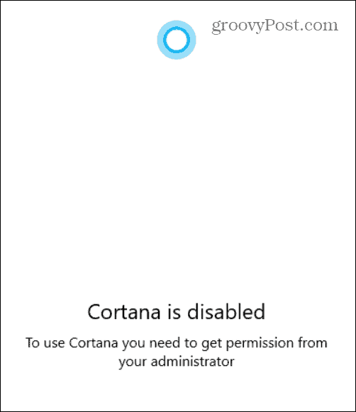 Cortana deshabilitado