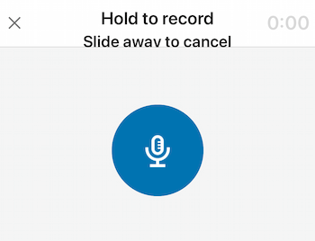 icono de micrófono para grabar un mensaje de audio de LinkedIn