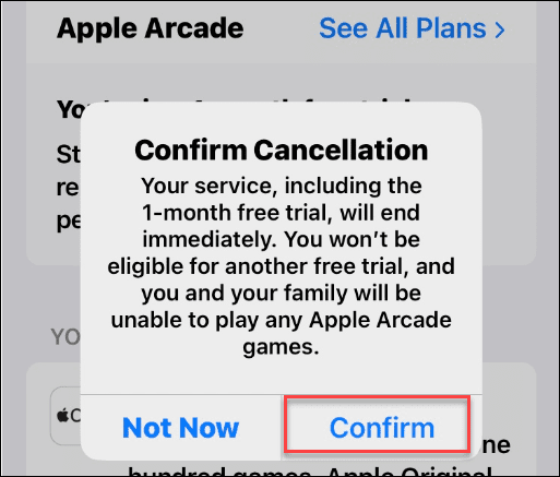 Cancelar Apple Arcade