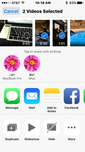 AirDrop facilita la transferencia de videos desde su iPhone a su Mac.