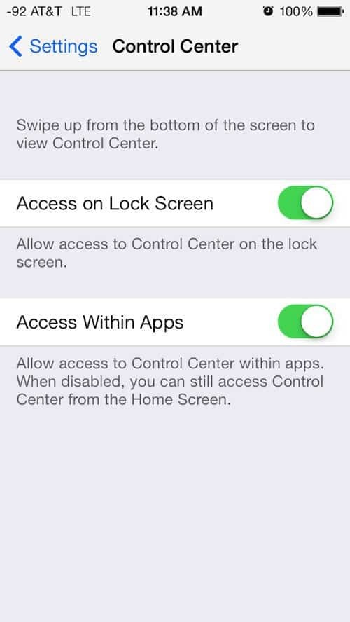 Cómo deshabilitar el Centro de control de iOS 7 durante el uso de aplicaciones