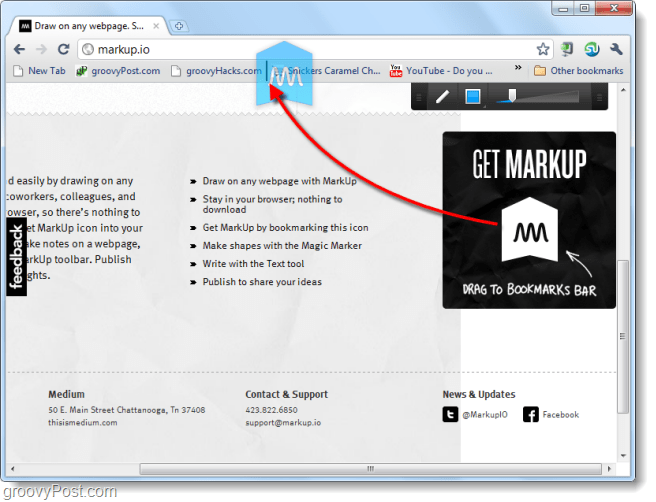 Captura de pantalla de sitios web y dibuja sobre ellos usando Markup.io