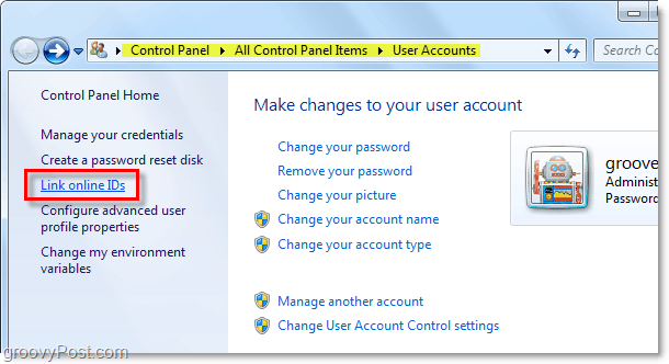 Cómo vincular id en línea en Windows 7
