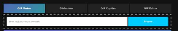 Para crear un GIF en Giphy, elija Creador de GIF o Presentación de diapositivas.