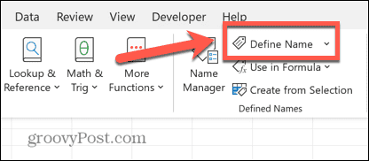 Excel define el botón de nombre