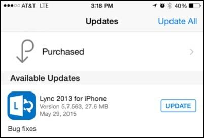 Actualización de Lync para iPhone