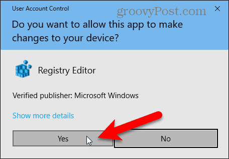 Cuadro de diálogo Control de cuentas de usuario en Windows 10