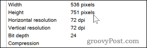 Detalles de DPI para una imagen en Windows